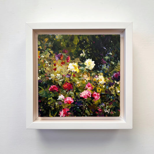 Wild roses. Original mini floral painting. Ursula Maser art.