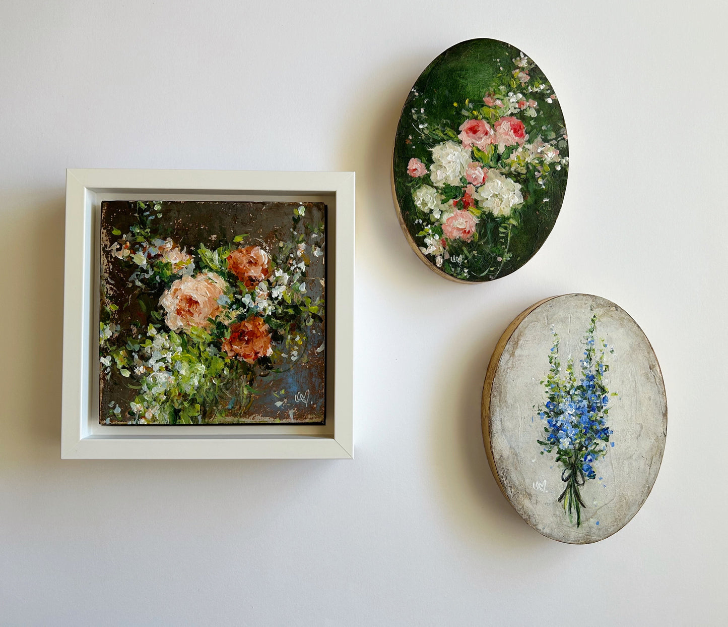 Garden Roses on Forest Green ~ Oval Series