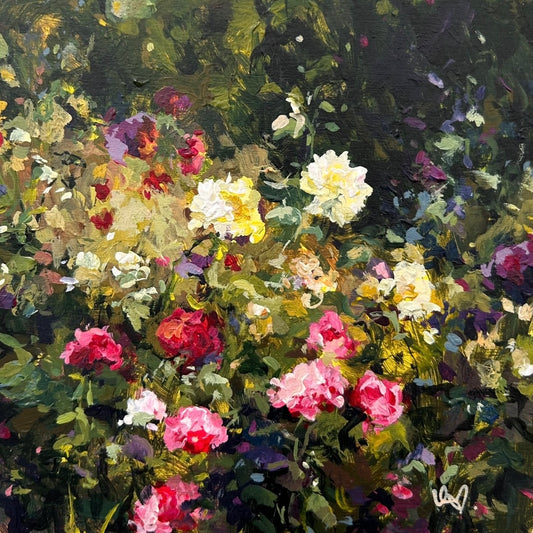 Wild roses. Original mini floral painting. Ursula Maser art.