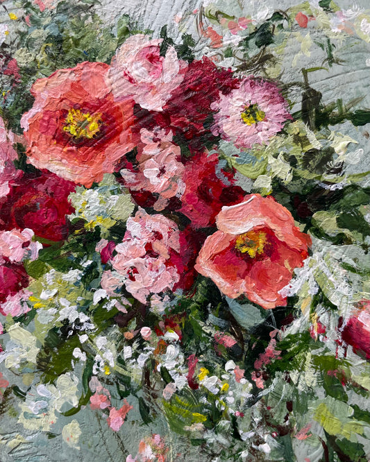 Mint and Peach Poppies ~ Oval Series