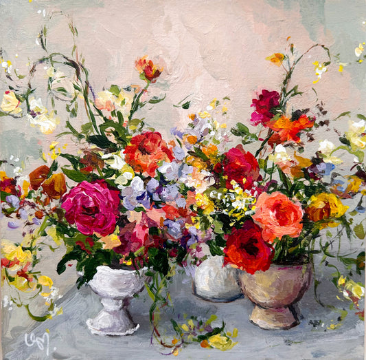 Original mini floral painting. Ursula Maser Art.